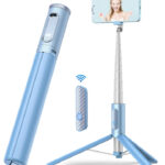 60in selfie stick tripod with remote Blue