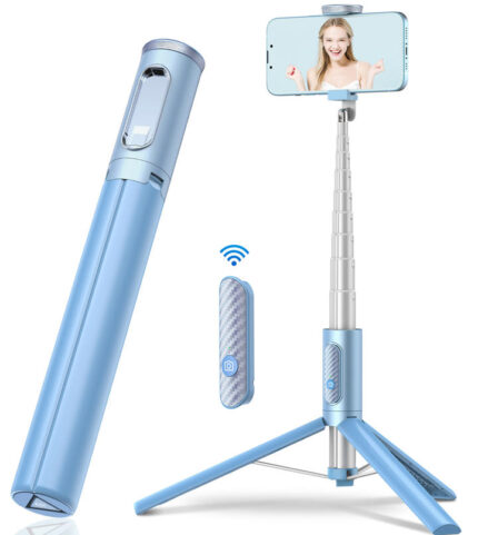 60in selfie stick tripod with remote Blue