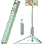 60in selfie stick tripod with remote Green