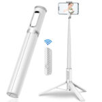 60in selfie stick tripod with remote White