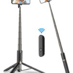 60in selfie stick tripod with remote Black